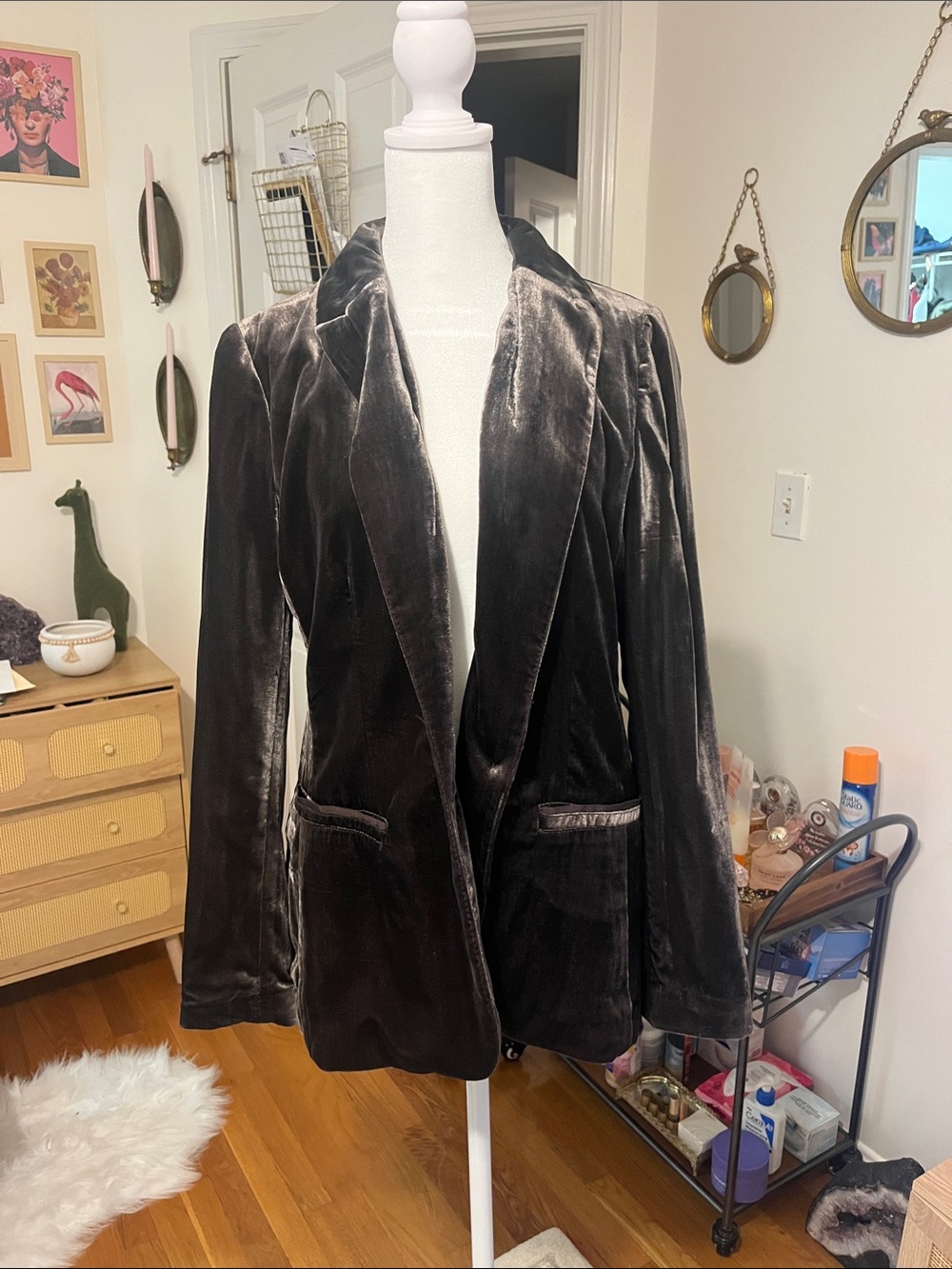 Velvet Blazer Jacket - Women's Black Velvet Coat